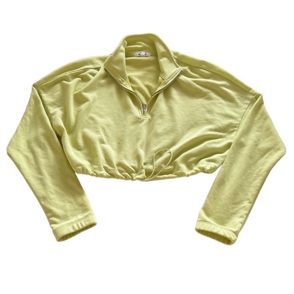 Garage Clothing Lime Green Emma Half-Zip Cropped Sweatshirt Size S - Picture 2 of 2